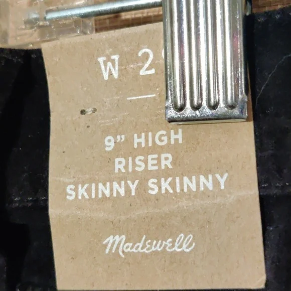 Madewell 9" Super Skinny Black Velvet Jeans NWT Size 29 - Picture 5 of 7